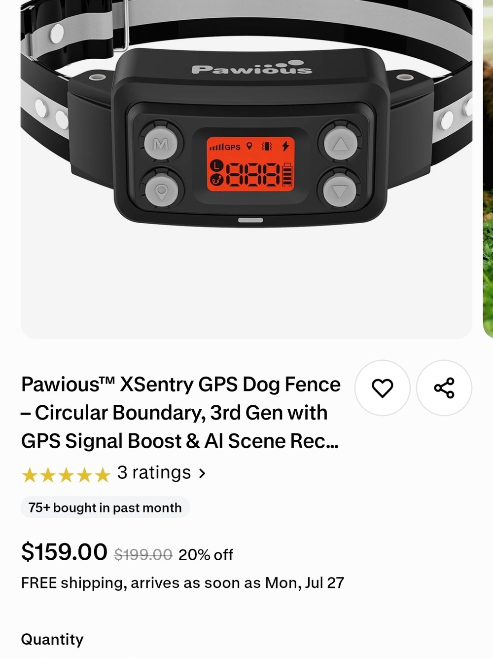 Pawious Xsentry GPS Dog Fence Collar in Black with Orange Display